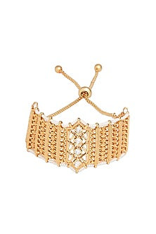 Gold Finish Kundan Polki Matte Bracelet
