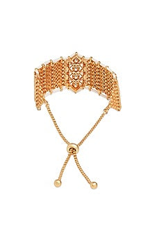 Gold Finish Kundan Polki Matte Bracelet