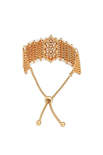 Gold Finish Kundan Polki Matte Bracelet