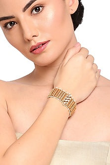 Gold Finish Kundan Polki Matte Bracelet