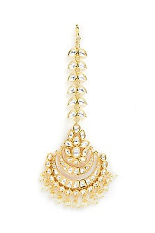 Gold Finish Kundan Polki Maangtikka