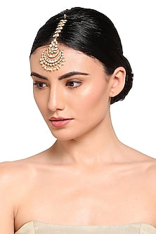 Gold Finish Kundan Polki Maangtikka
