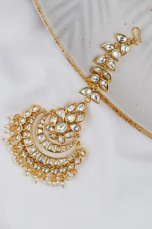 Gold Finish Kundan Polki Maangtikka