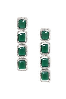 White Finish Emerald Stone Choker Necklace Set