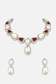 Gold Finish Diamond Necklace Set