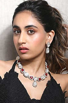 Gold Finish Diamond Necklace Set