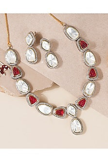 Gold Finish Diamond Necklace Set