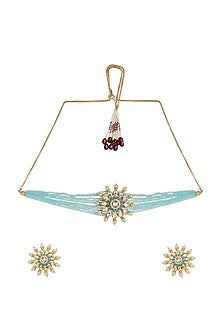 Gold Finish Turquoise Stones Necklace Set