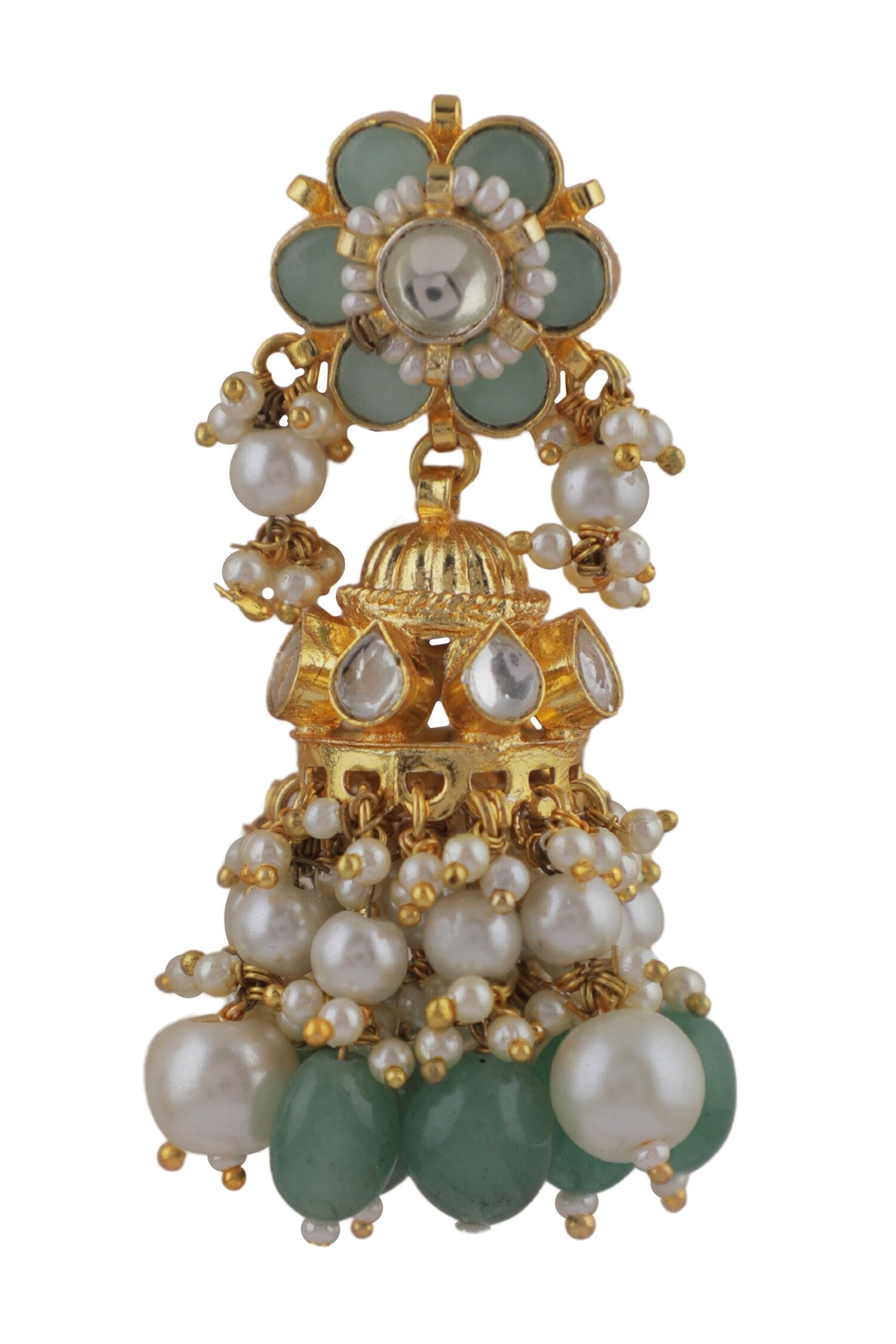 Jade Embellished Floral Necklace Set 