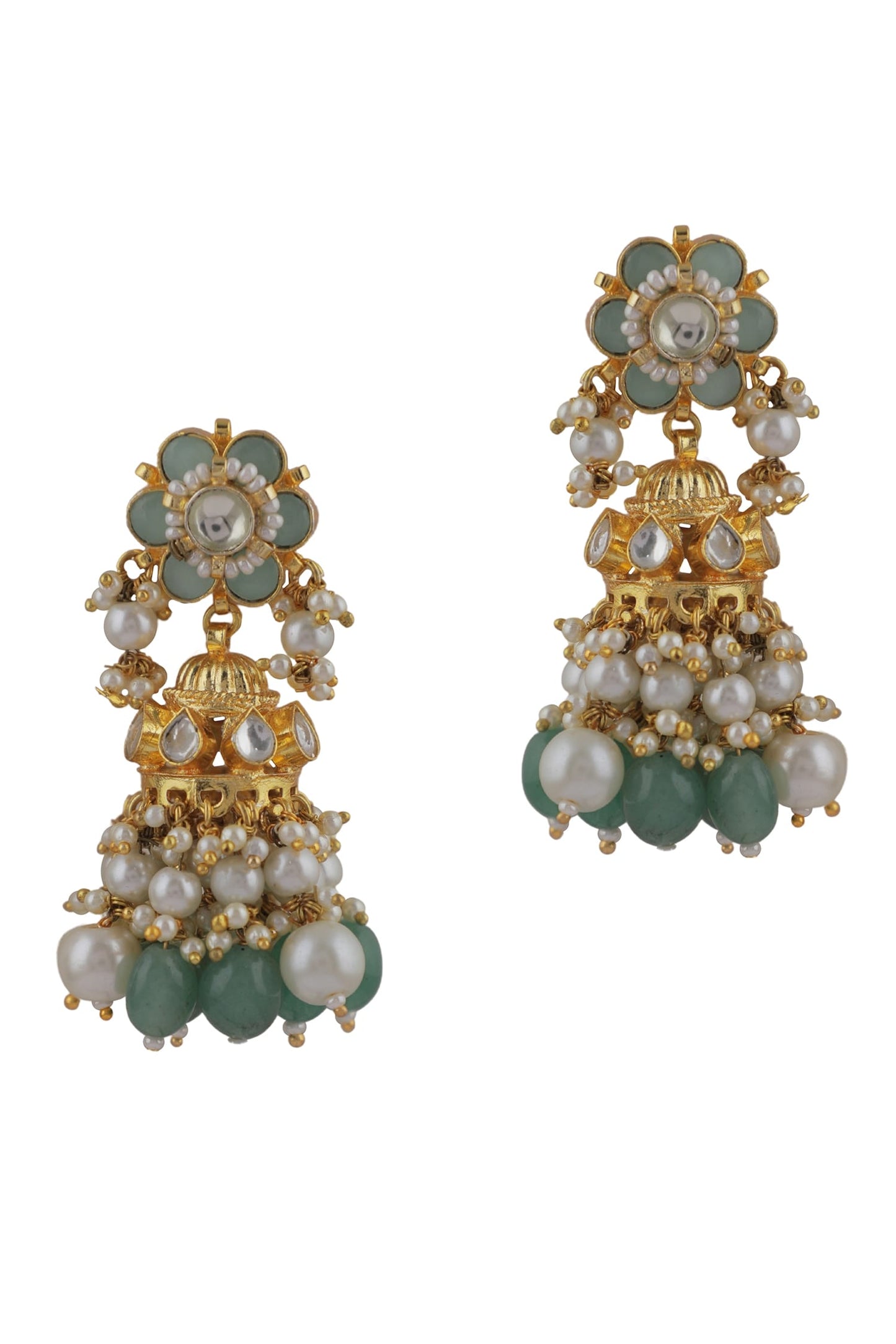 Jade Embellished Floral Necklace Set 