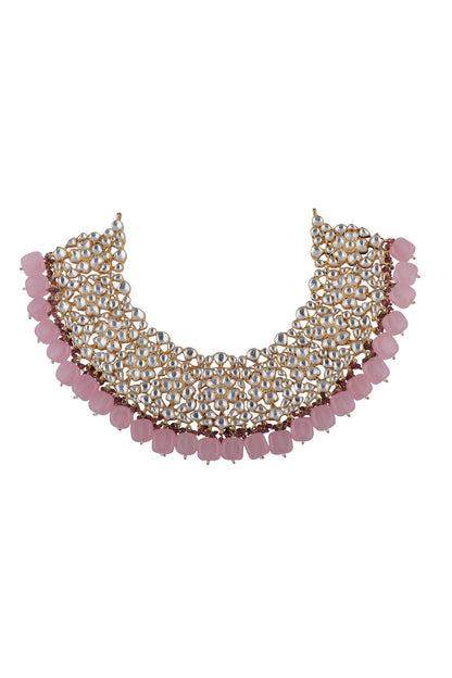 Beaded Hem Jadtar Necklace Set 