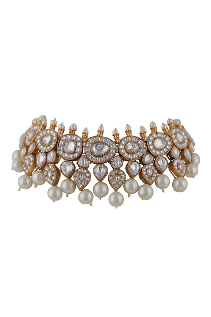 Jadtar Choker Set With Pearl Drops 