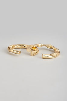 Gold Plated Textured Bangles (Set of 2)