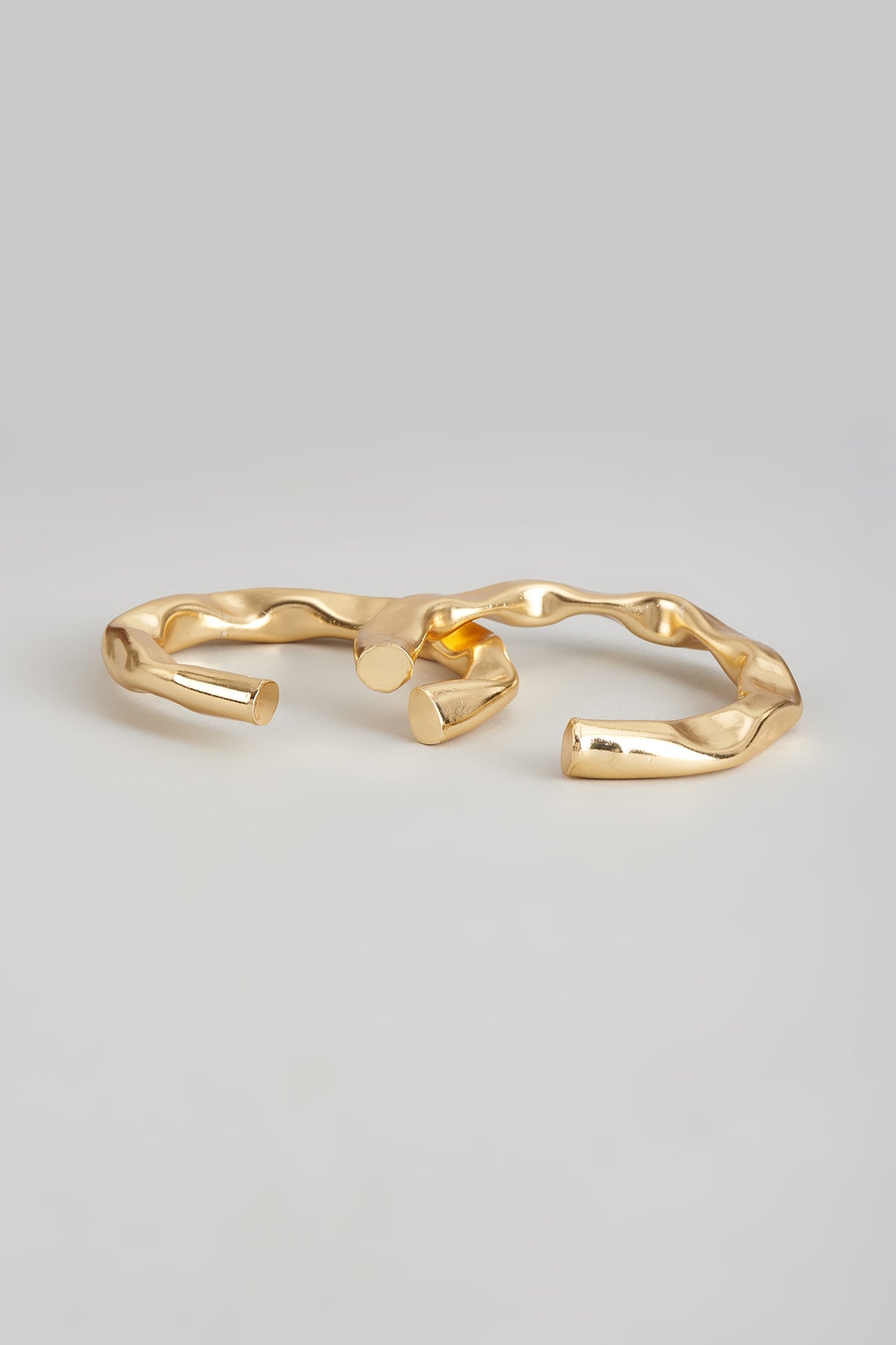 Gold Plated Textured Bangles (Set of 2)