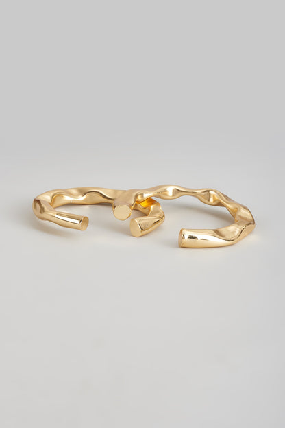 Gold Plated Textured Bangles (Set of 2)