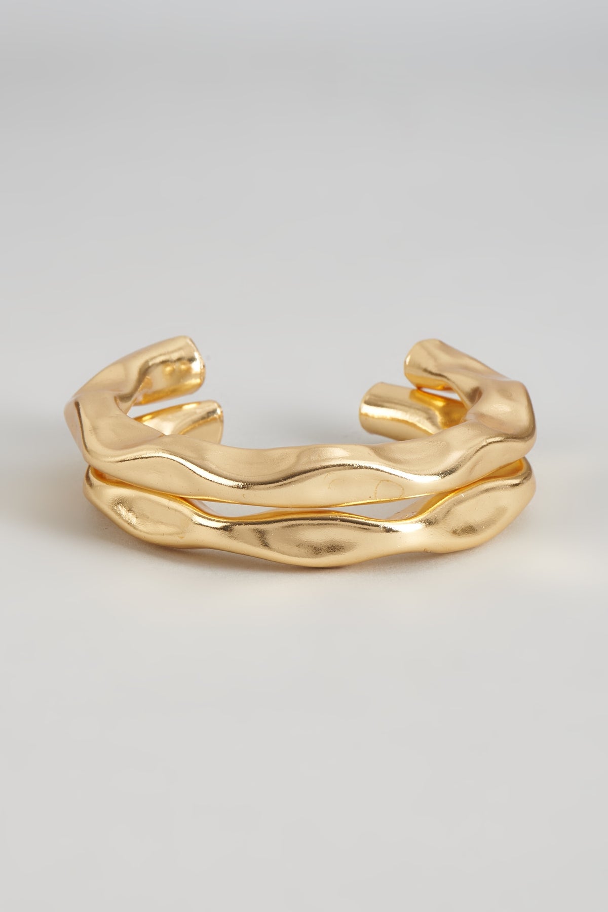 Gold Plated Textured Bangles (Set of 2)