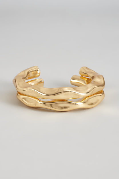 Gold Plated Textured Bangles (Set of 2)