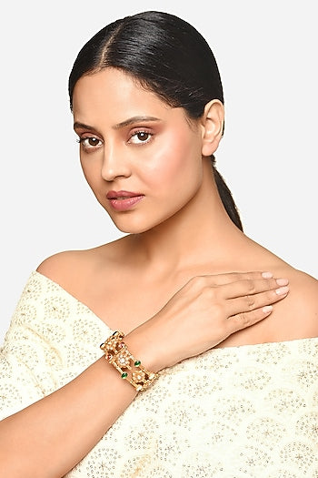 Gold Finish Multi-Colored Stone Bangle
