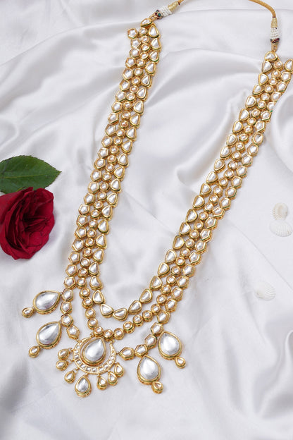 Gold Finish Kundan Polki Layered Mala