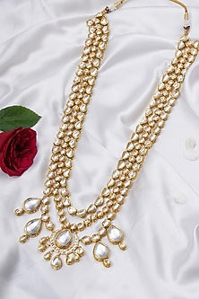 Gold Finish Kundan Polki Layered Mala