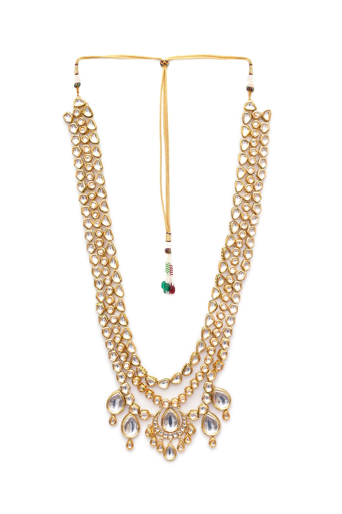 Gold Finish Kundan Polki Layered Mala