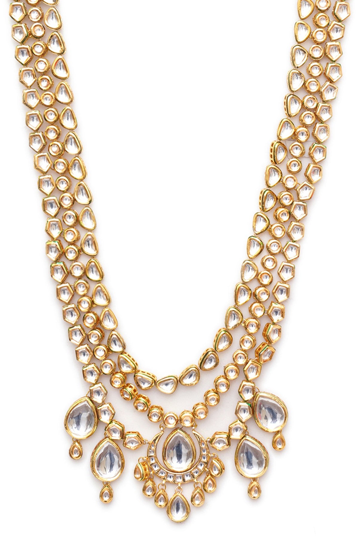 Gold Finish Kundan Polki Layered Mala