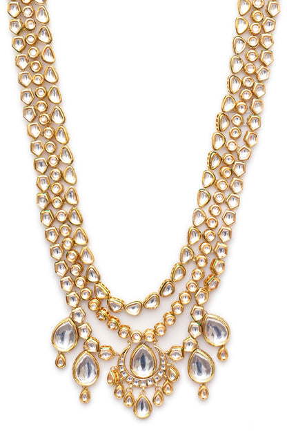 Gold Finish Kundan Polki Layered Mala