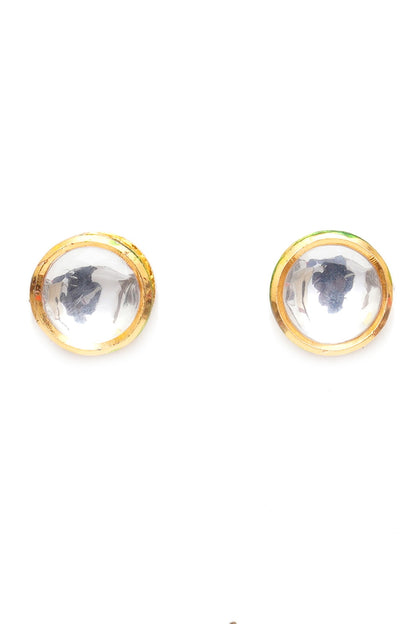 Gold Finish Kundan Polki Stud Earrings