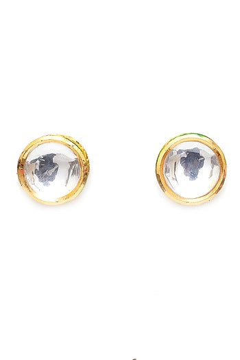 Gold Finish Kundan Polki Stud Earrings