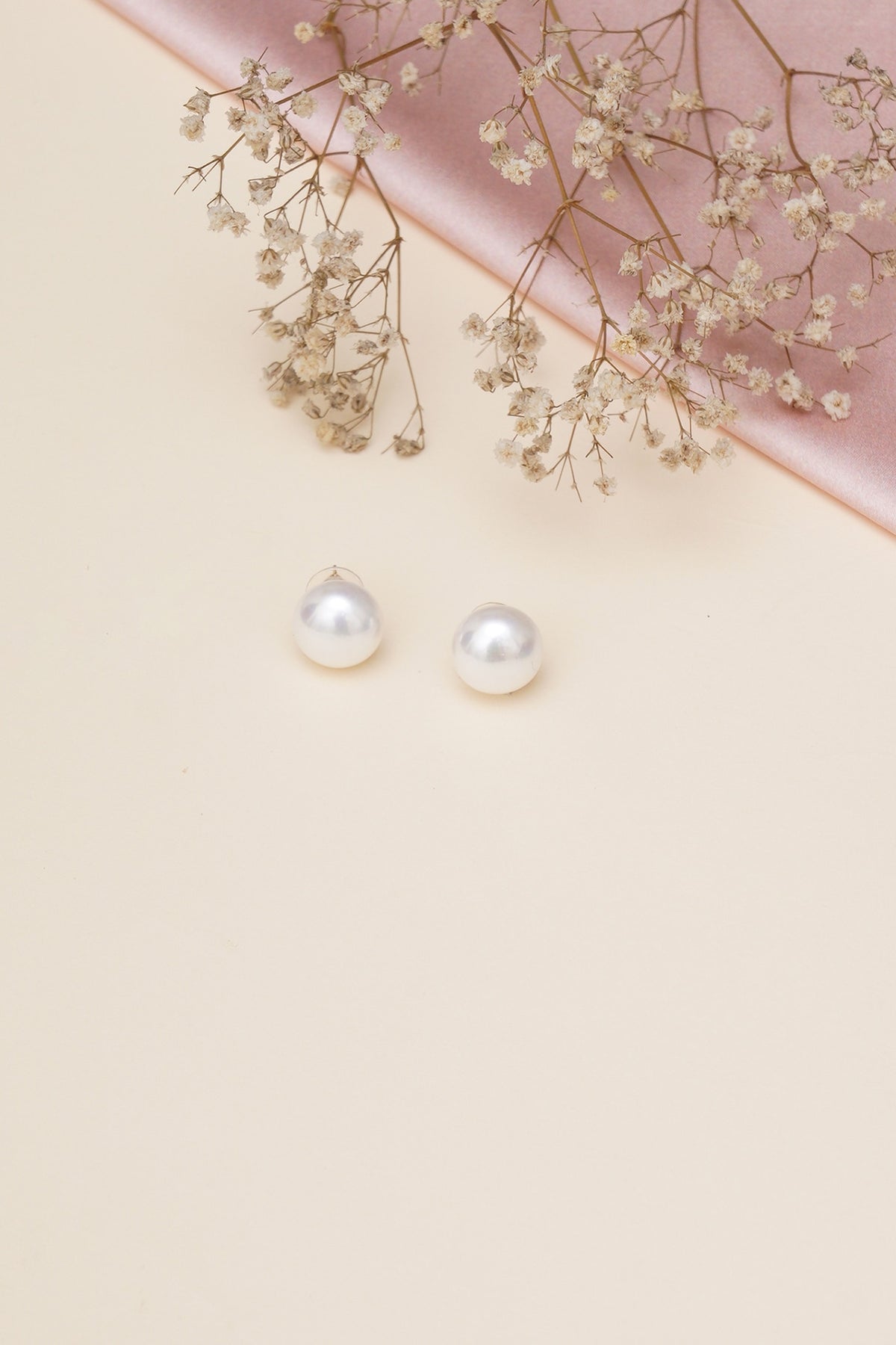Gold Finish Pearl Stud Earrings
