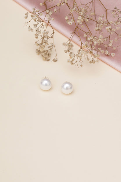 Gold Finish Pearl Stud Earrings