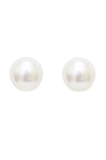 Gold Finish Pearl Stud Earrings