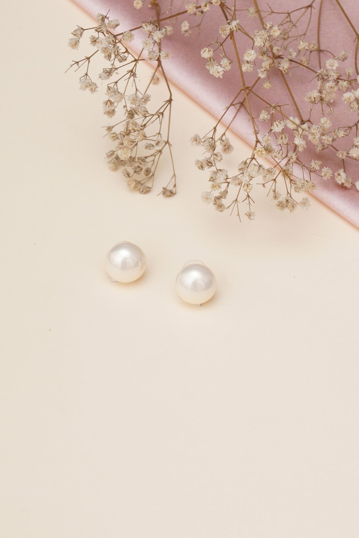 Gold Finish Pearl Stud Earrings