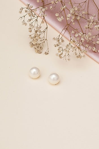 Gold Finish Pearl Stud Earrings