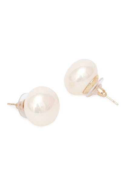 Gold Finish Pearl Stud Earrings