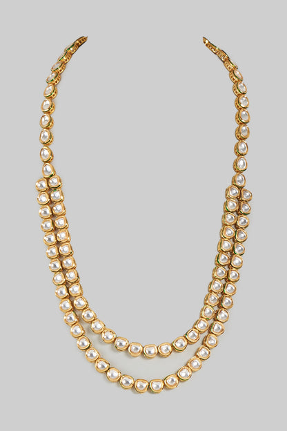Gold Finish Kundan Layered Mala