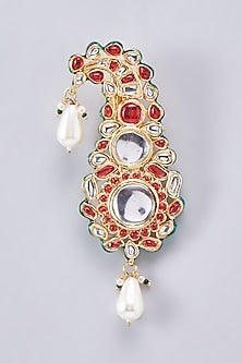 Gold Finish Kundan Polki Meenakari Kalgi