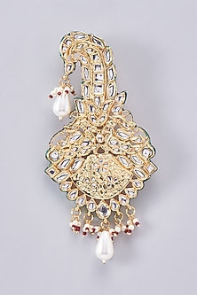 Gold Finish Kundan Polki Meenakari Kalgi
