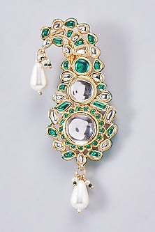 Gold Finish Kundan Polki Meenakari Kalgi