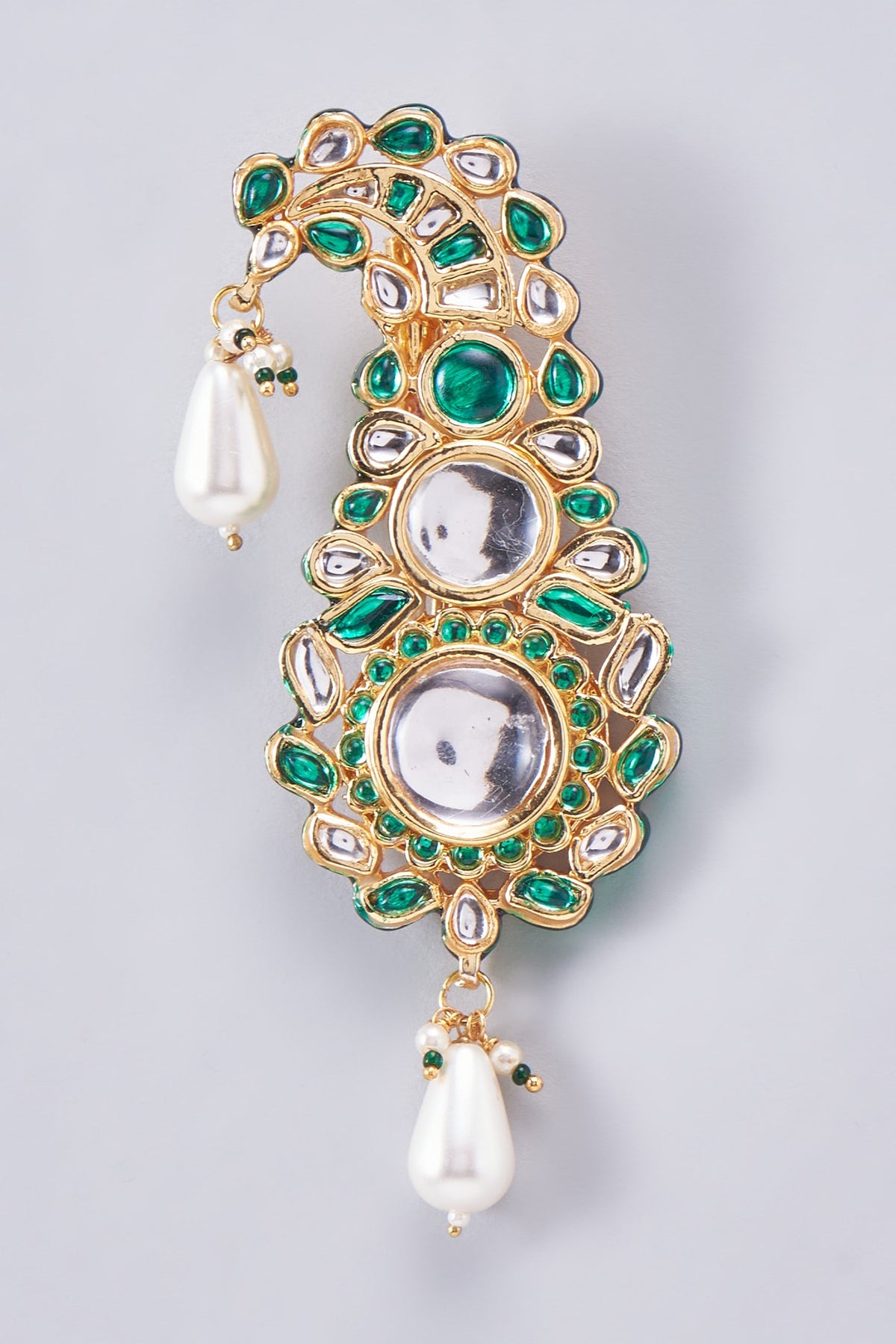 Gold Finish Kundan Polki Meenakari Kalgi