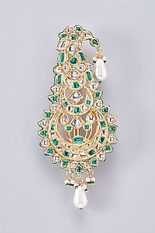 Gold Finish Kundan Polki Meenakari Kalgi