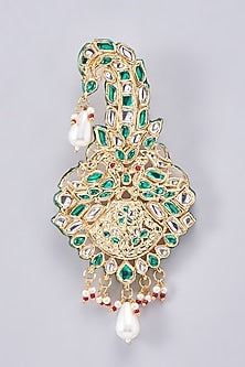 Gold Finish Kundan Polki Meenakari Kalgi