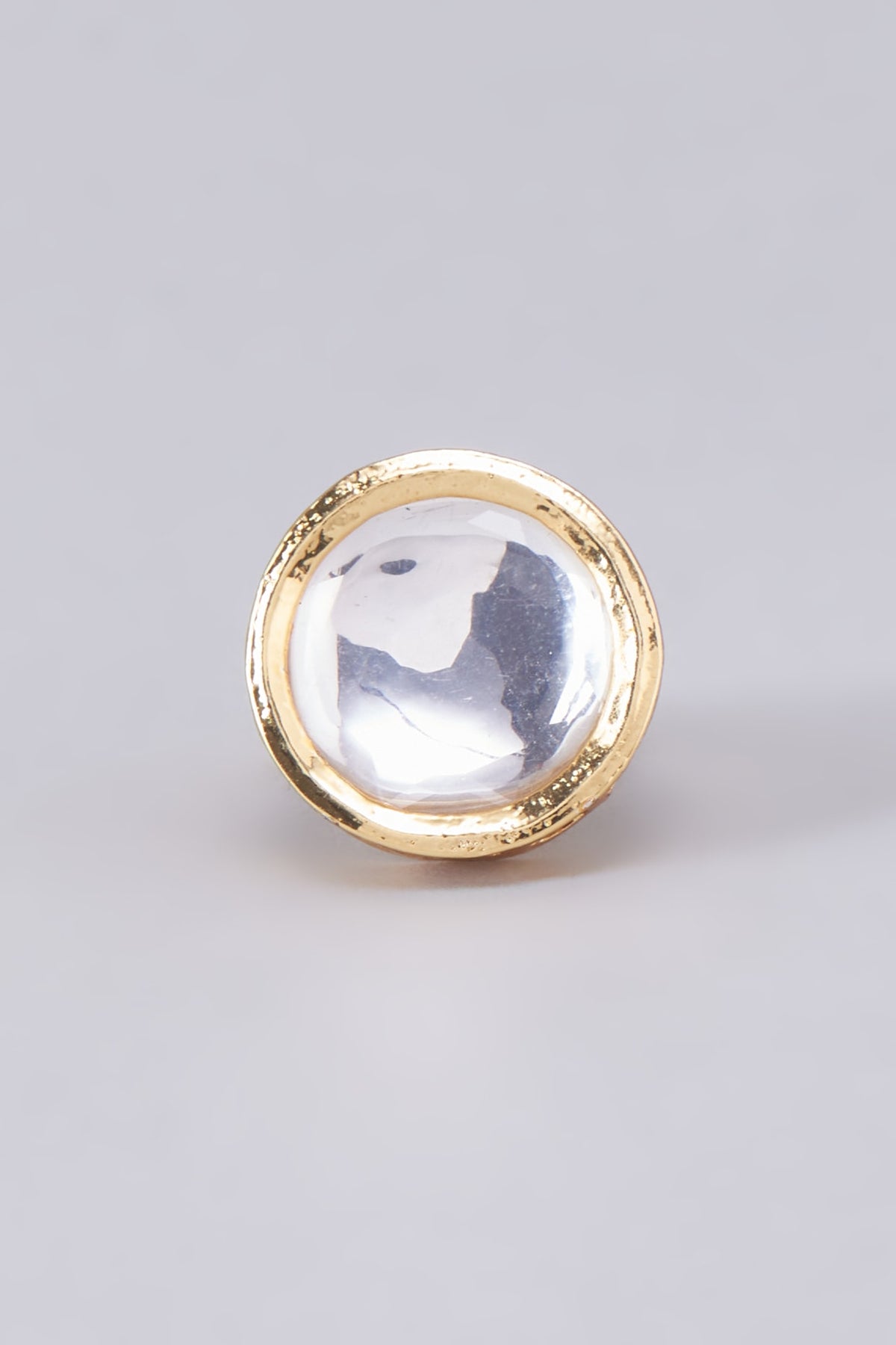 Gold Finish Kundan Polki Meenakari Ring