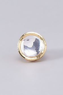 Gold Finish Kundan Polki Meenakari Ring