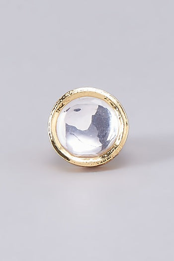 Gold Finish Kundan Polki Meenakari Ring
