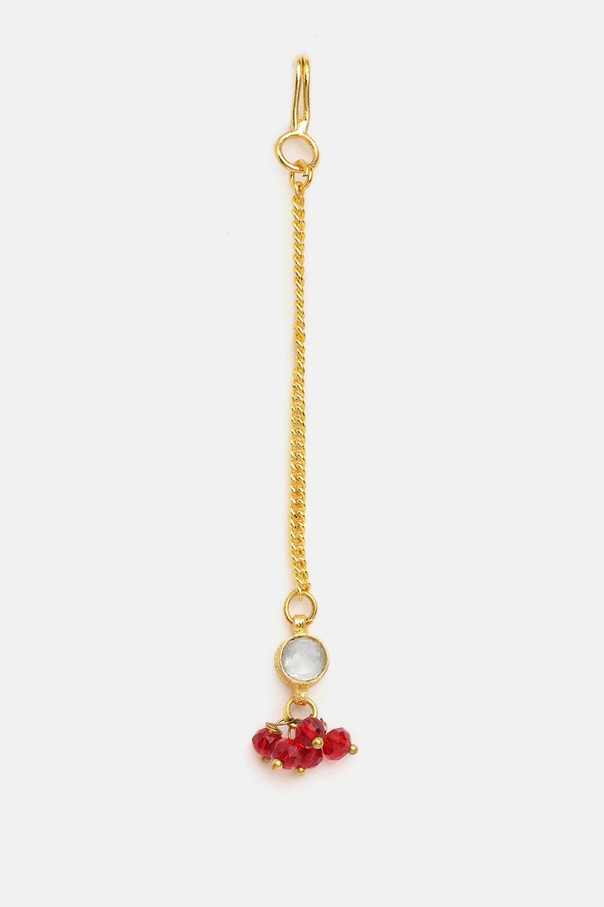 Gold Finish Maroon Kundan Necklace Set For Girls