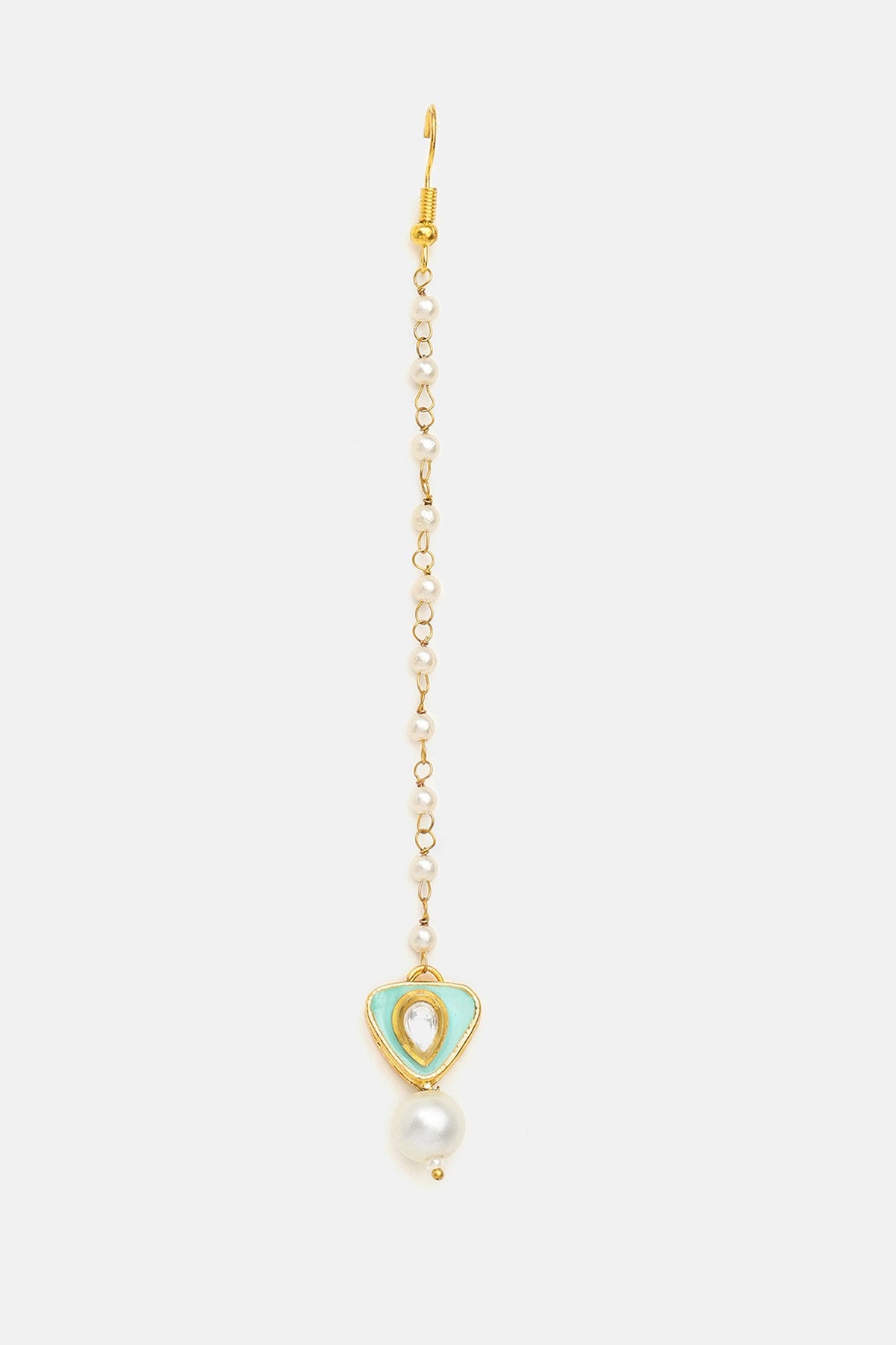 Gold Finish Green Kundan Necklace Set For Girls