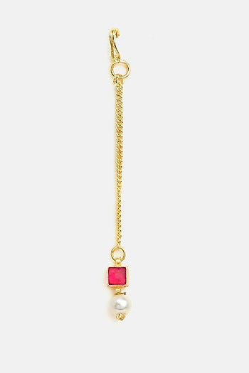 Gold Finish Green Kundan Necklace Set For Girls