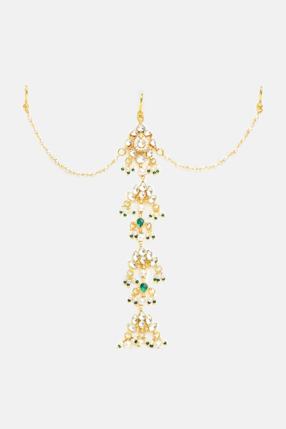 Gold Finish Glass Kundan Hair Pin For Girls