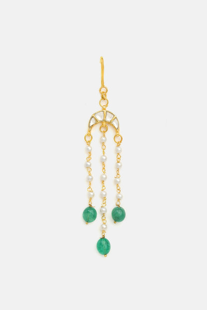 Gold Finish Glass Kundan Hair Pin For Girls